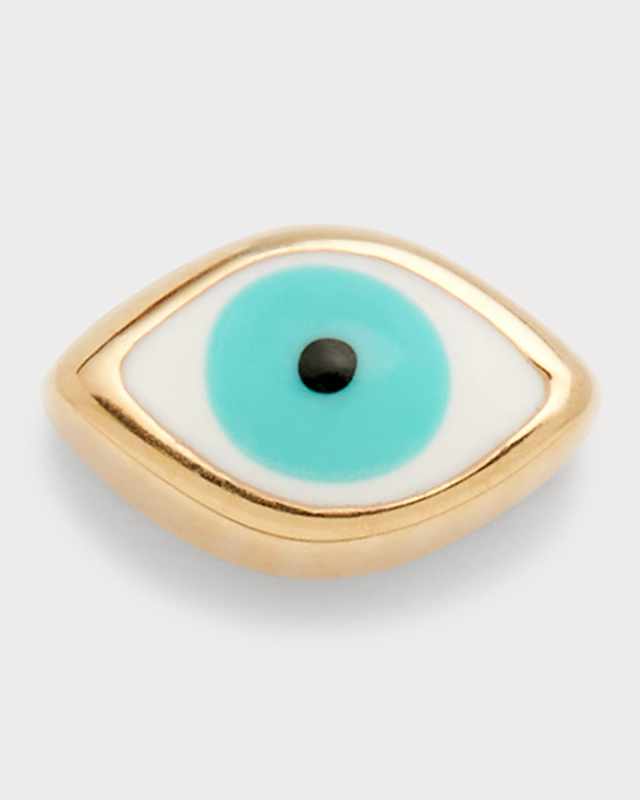 14K Gold Enamel Evil Eye Stud Earring, Single